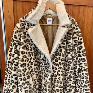 GAP Leopard Coat Faux Fur Jacket XXL. Gorgeous.